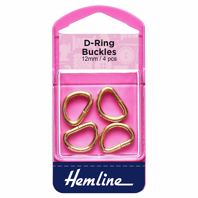 H462G.12 D Rings: 12mm: Gold: 4 Pieces
